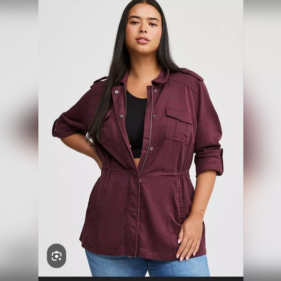 Torrid Women's Rich Plum Utility Jacket - Picture 6 of 6